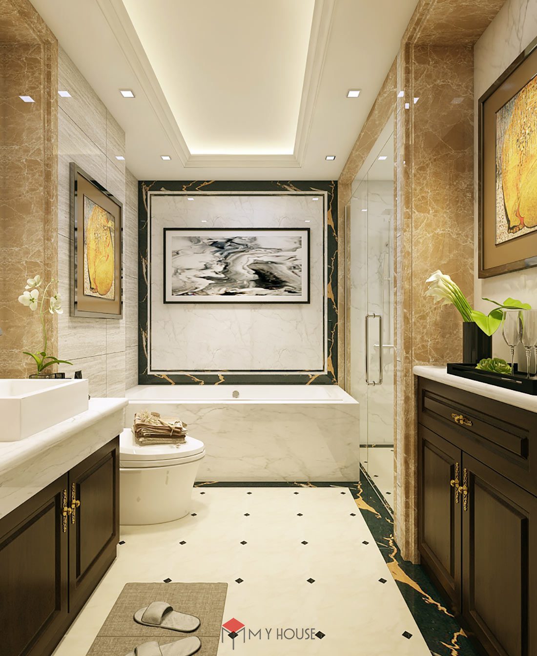 Phòng tắm thiết kế theo phong cách tân cổ điển