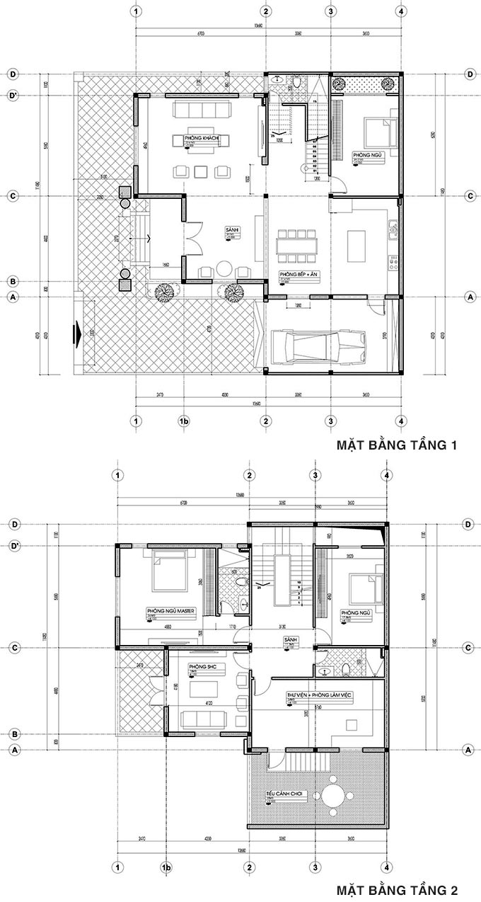 Bản vẽ biệt thự kiểu Pháp