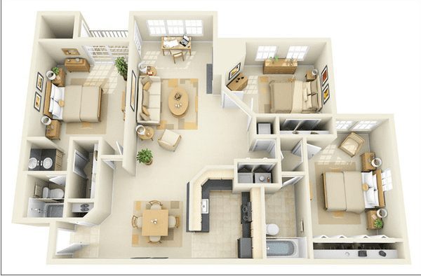 Mẫu thiết kế nội thất chung cư 80m2 phong cách hiện đại