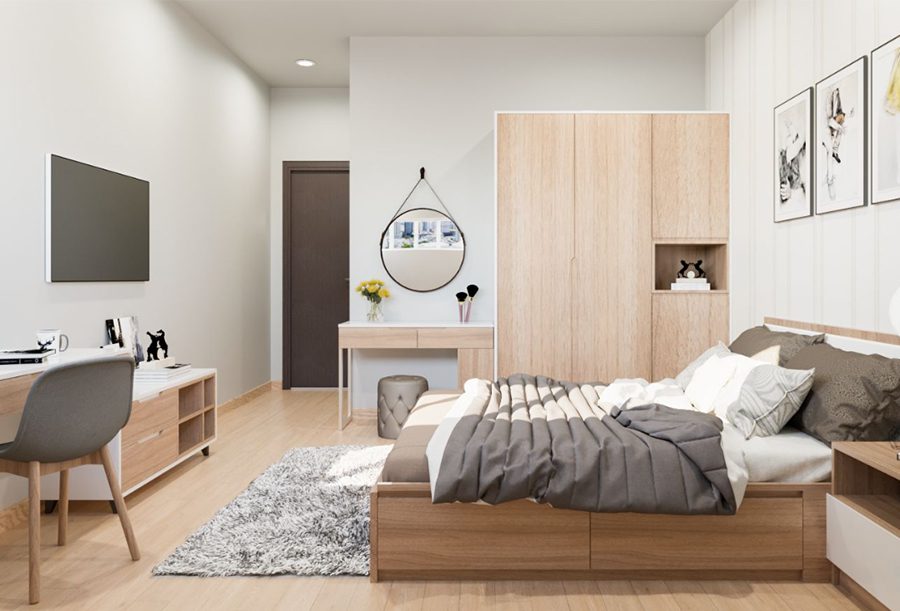 Mấu thiết kế nội thất chung cư 2 phòng ngủ đơn giản