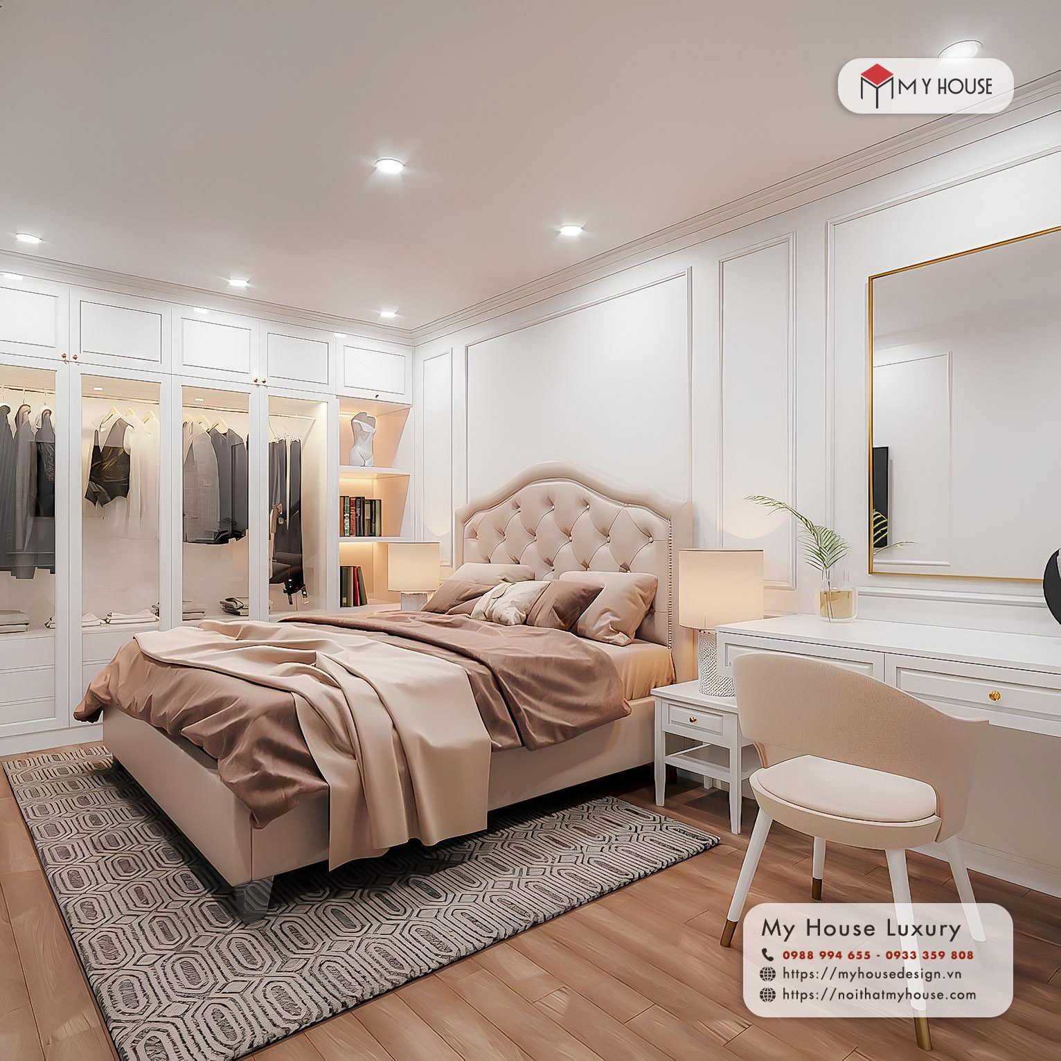 Thiết kế nội thất chung cư tân cổ điển cho phòng ngủ