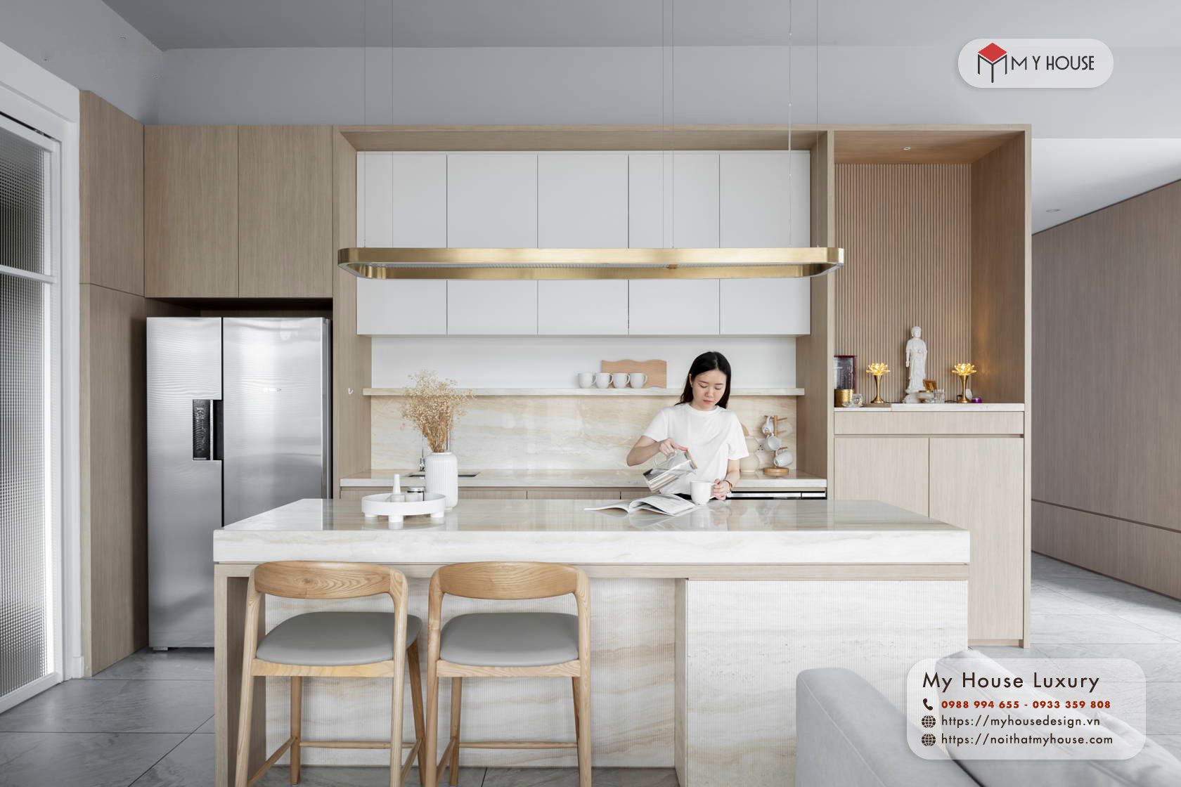Thiết kế căn hộ tối giản với phòng bếp tiện nghi 2
