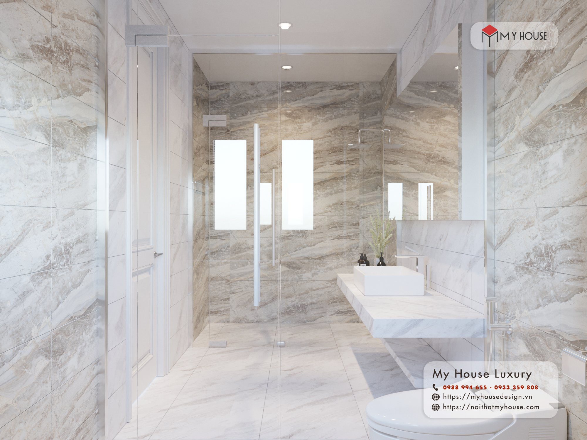 Sử dụng các loại đá tự nhiên cao cấp trong thiết kế phòng tắm
